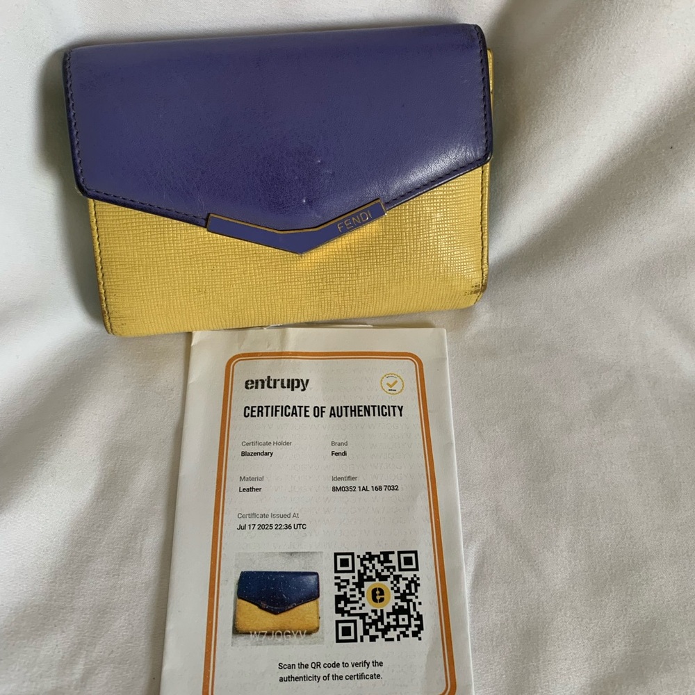 Fendi Two-Tone Purple and Yellow Wallet
